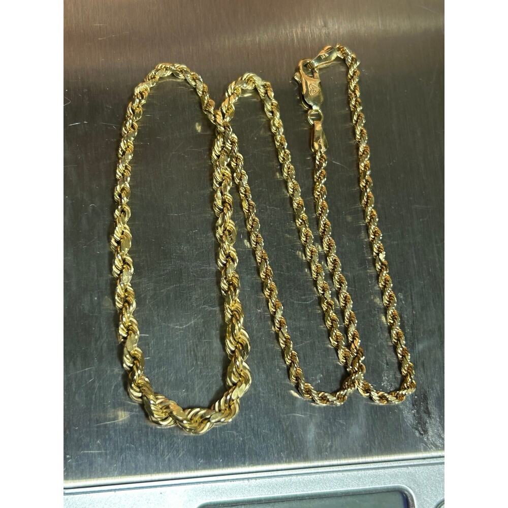 Vintage 14k solid yellow gold OR designer twisted chain necklace 17.5”  5.16g